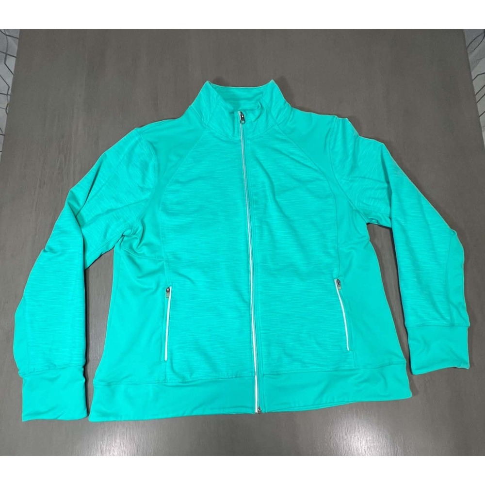 Jade Green Space Dye Full Zip Performance Jacket Thumbhole Cuffs XXL FW9133C500